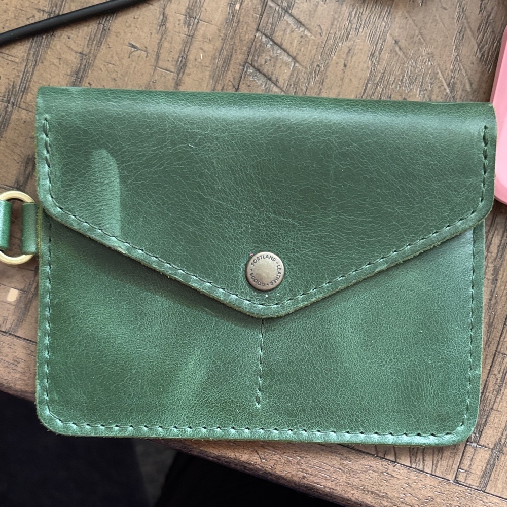 Portland Leather Company Green Leather Passport Wristlet